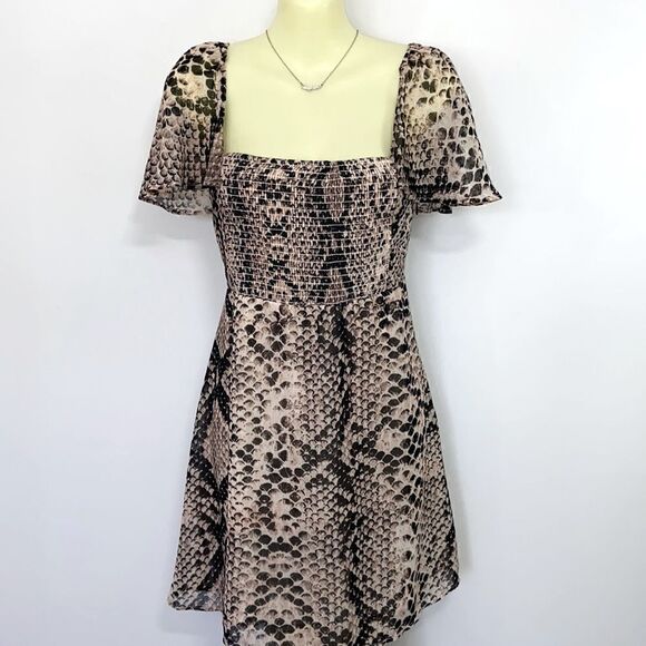Show Me Your Mumu Dress Reptile Print Baby Doll Mini Sz Med Excellent - Picture 1 of 9